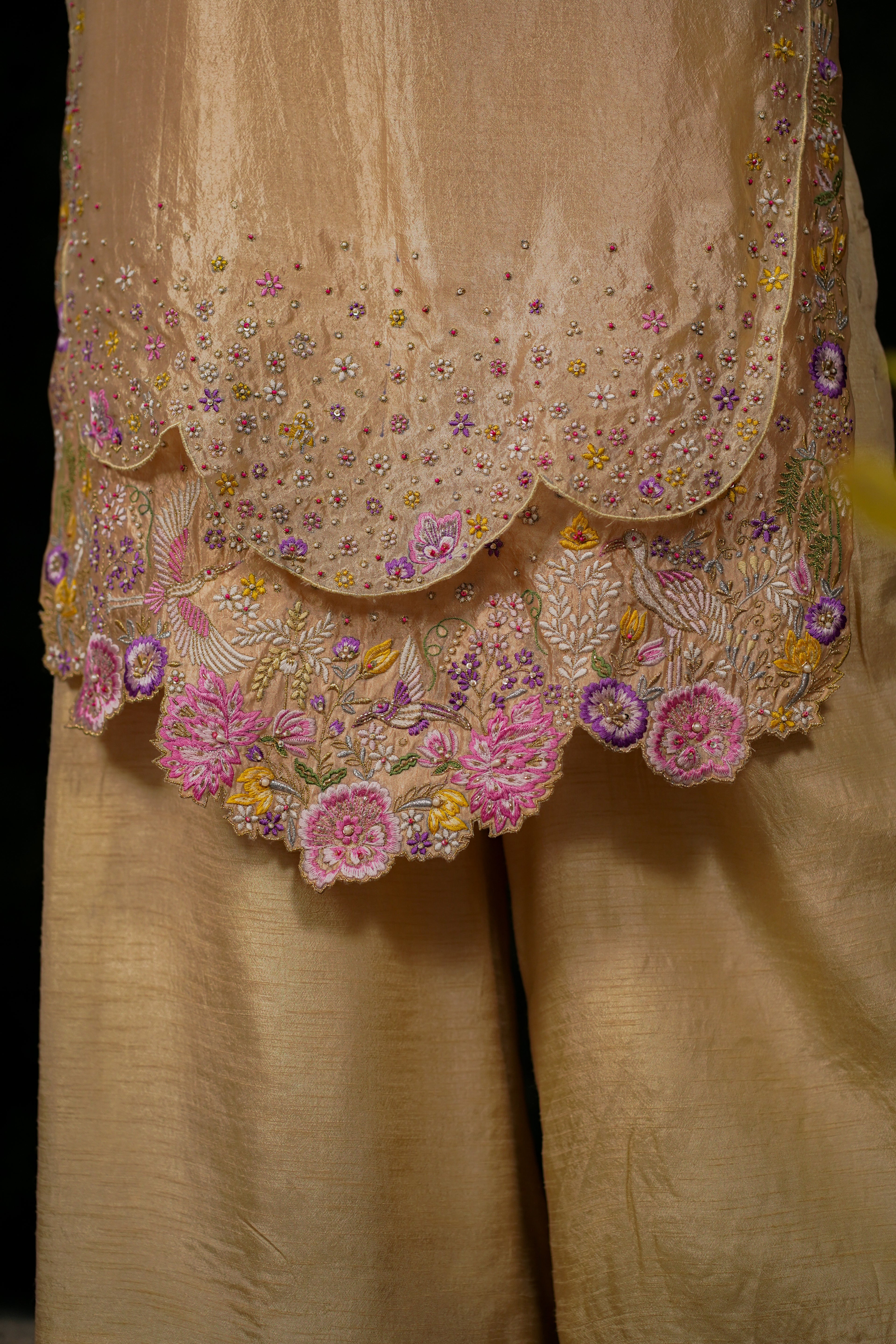 Zahraé Mellow Gold Dupion Silk Kurta Set