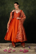 Falak Anarkali Chilli Oil Dupion Silk Set
