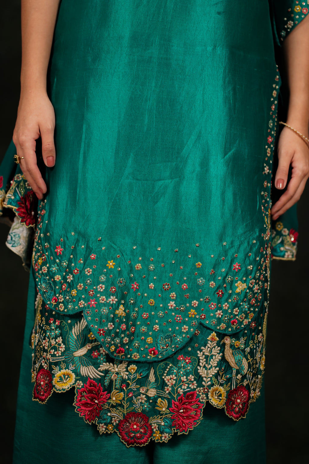 Zahraé Viridian Green Dupion Silk Kurta Set