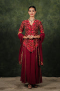 Fariba Red Wine Dupion Silk Kurta Set