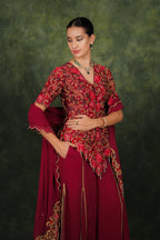 Fariba Red Wine Dupion Silk Kurta Set