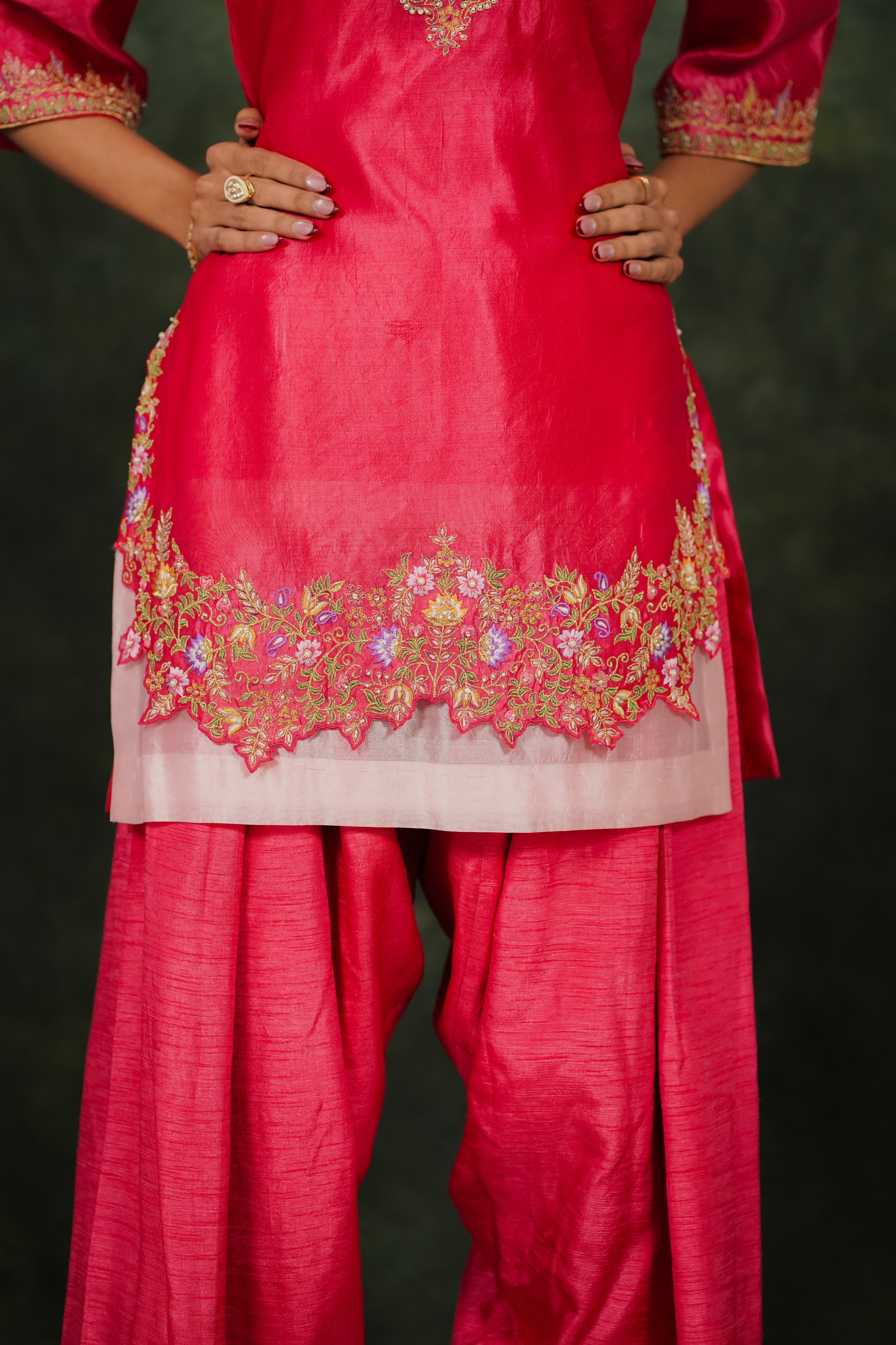 Nukta Winterberry Dupion Silk  Kurta Set