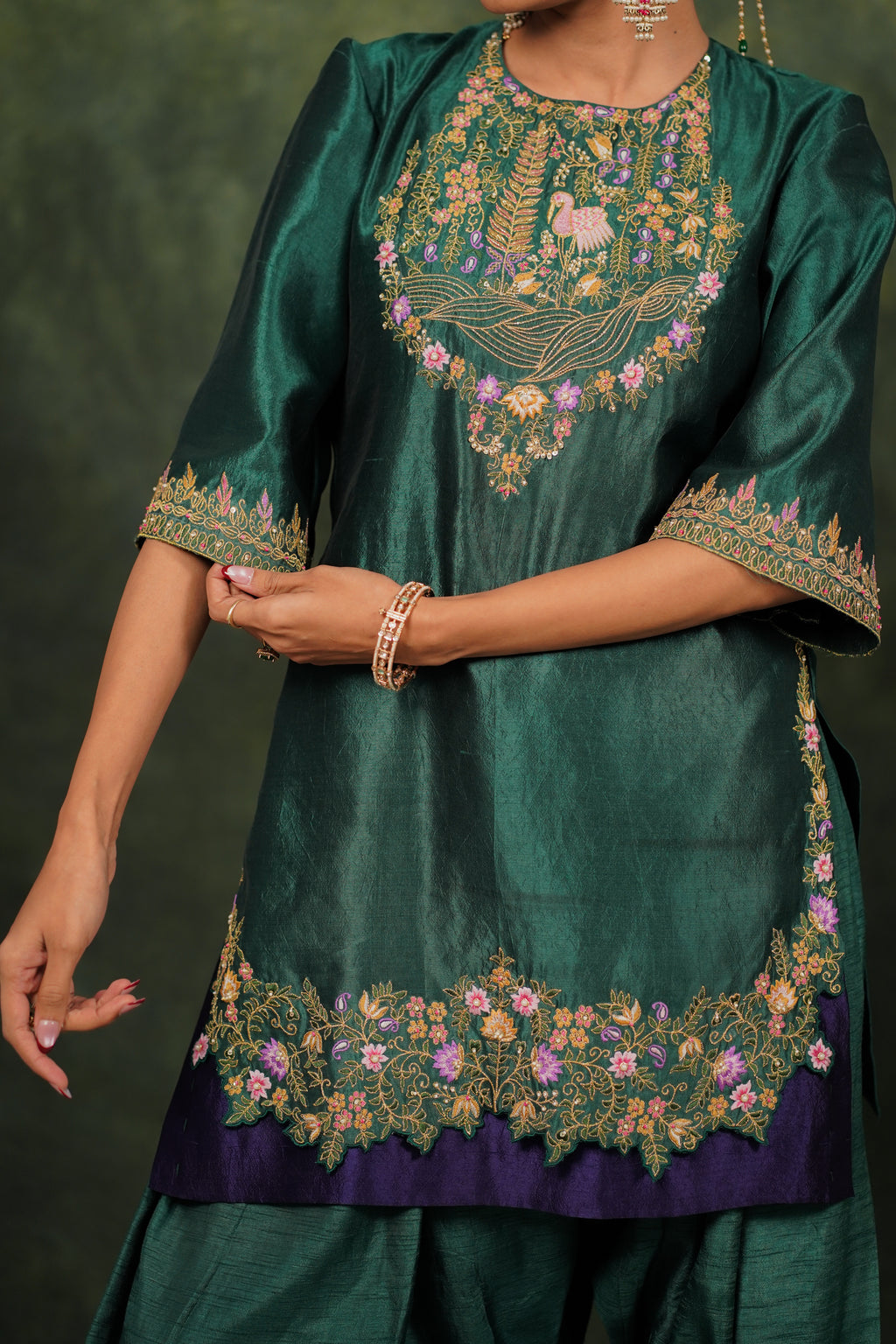 Nukta Evergreen Dupion Silk Kurta Set