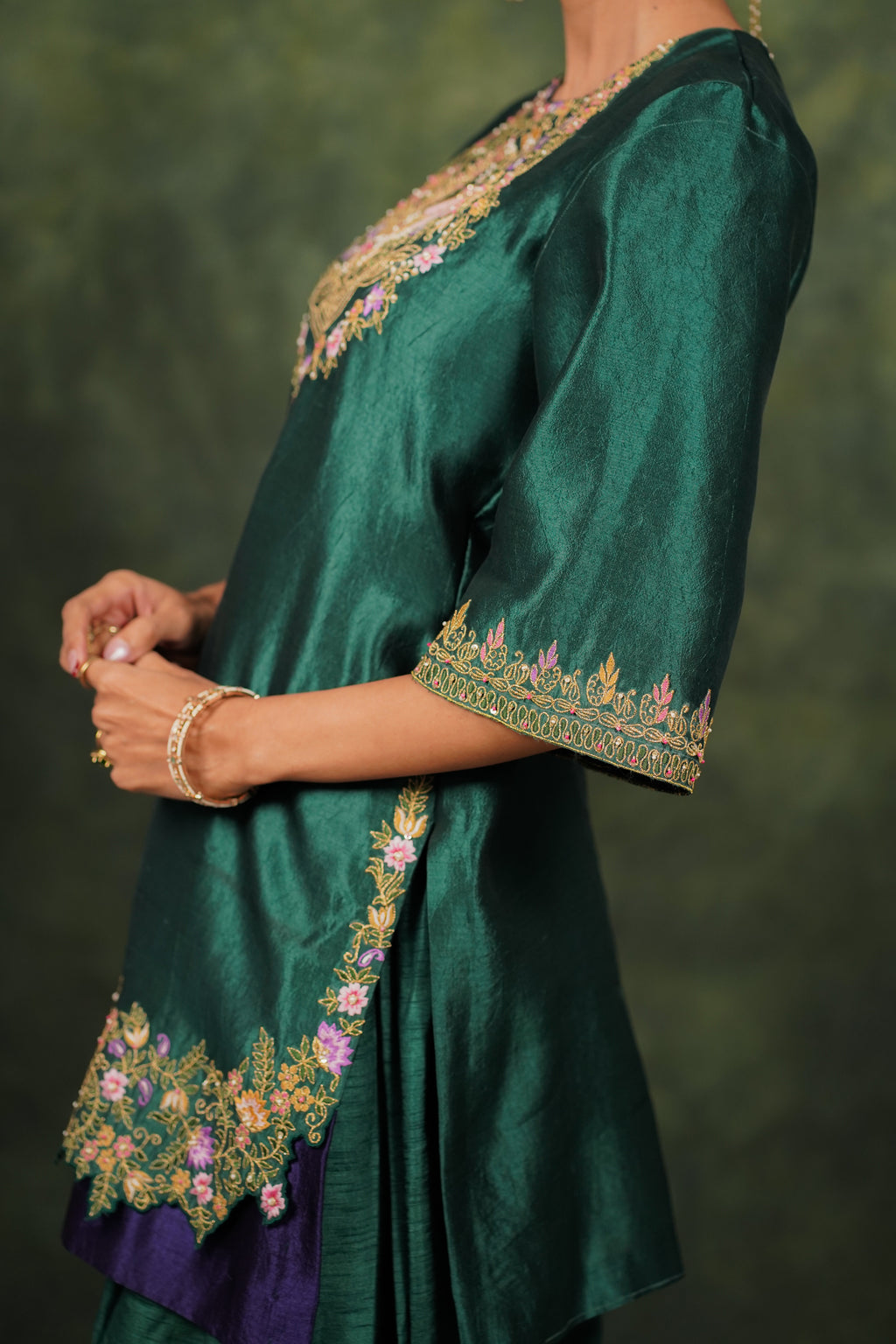 Nukta Evergreen Dupion Silk Kurta Set
